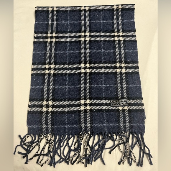 Vintage Burberrys Nova Check Navy Scarf - Picture 1 of 2